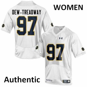 Womens Irish #97 Micah Dew-Treadway White Authentic NCAA Jersey 709848-942