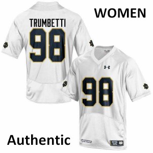 Women's Notre Dame Fighting Irish #98 Andrew Trumbetti White Authentic High School Jersey 261526-554