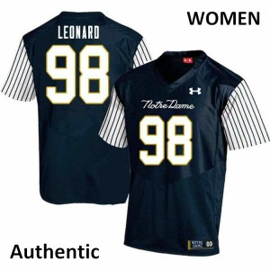 Women's Notre Dame #98 Harrison Leonard Navy Blue Alternate Authentic Embroidery Jersey 855025-851