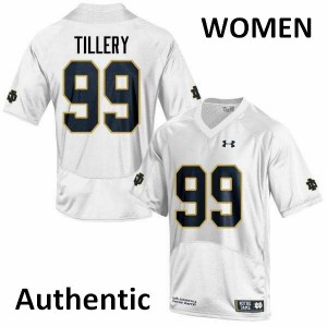 Women's University of Notre Dame #99 Jerry Tillery White Authentic Football Jerseys 570059-713