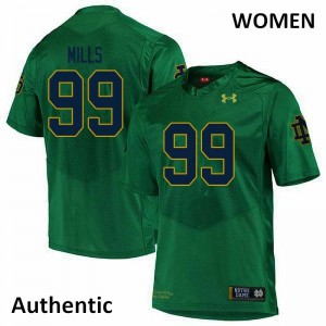 Women's Irish #99 Rylie Mills Green Authentic Player Jerseys 466510-846