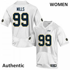 Women's University of Notre Dame #99 Rylie Mills White Authentic NCAA Jersey 510732-609