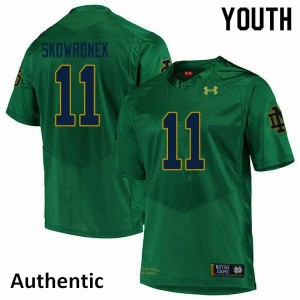Youth Notre Dame #11 Ben Skowronek Green Authentic NCAA Jersey 407756-506