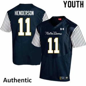 Youth University of Notre Dame #11 Ramon Henderson Navy Blue Alternate Authentic College Jersey 742133-793