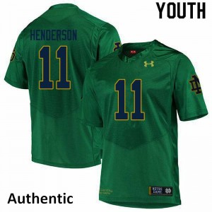 Youth Notre Dame Fighting Irish #11 Ramon Henderson Green Authentic Stitched Jerseys 208320-617