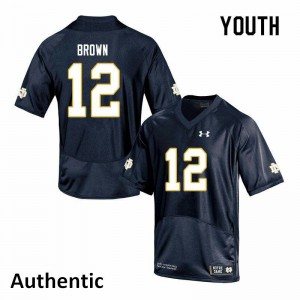 Youth Notre Dame #12 DJ Brown Navy Authentic Official Jerseys 734161-806