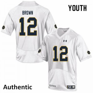 Youth Notre Dame #12 DJ Brown White Authentic NCAA Jersey 965166-356