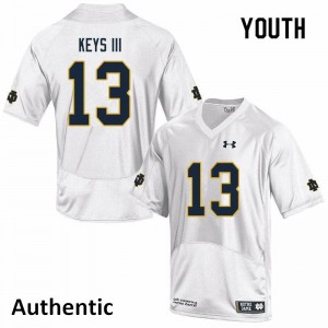 Youth University of Notre Dame #13 Lawrence Keys III White Authentic High School Jersey 595995-508