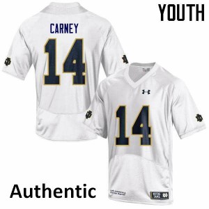 Youth UND #14 J.D. Carney White Authentic College Jerseys 223830-738