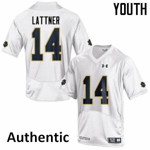 Youth Fighting Irish #14 Johnny Lattner White Authentic NCAA Jerseys 924092-603