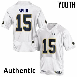 Youth Notre Dame #15 Cameron Smith White Authentic NCAA Jersey 843216-311