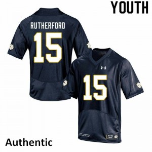 Youth Notre Dame #15 Isaiah Rutherford Navy Authentic Embroidery Jerseys 884071-802