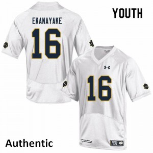 Youth University of Notre Dame #16 Cameron Ekanayake White Authentic Player Jersey 765237-324
