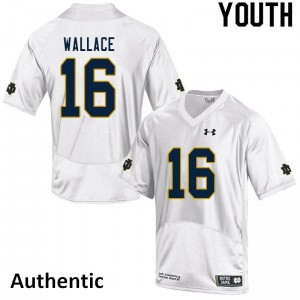Youth University of Notre Dame #16 KJ Wallace White Authentic Embroidery Jersey 799783-867
