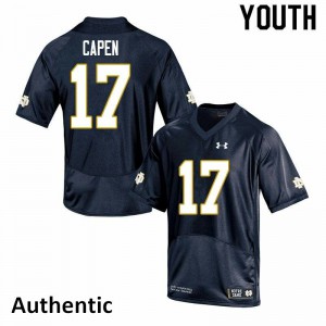 Youth Notre Dame #17 Cole Capen Navy Authentic NCAA Jerseys 100667-522