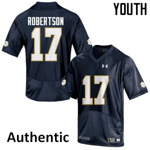 Youth UND #17 Isaiah Robertson Navy Blue Authentic Embroidery Jersey 290888-580