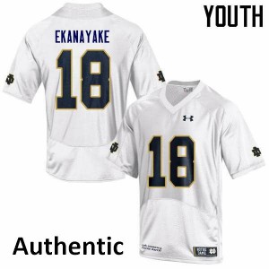 Youth Notre Dame #18 Cameron Ekanayake White Authentic Stitch Jerseys 634833-801