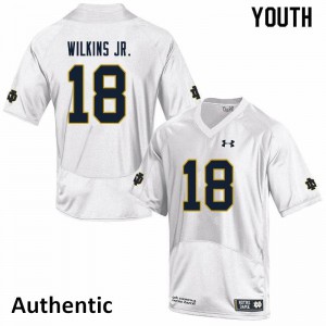 Youth University of Notre Dame #18 Joe Wilkins Jr. White Authentic Stitched Jerseys 713492-525