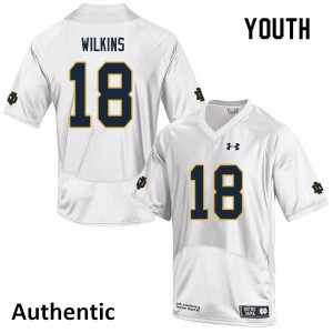 Youth UND #18 Joe Wilkins White Authentic High School Jerseys 320818-739