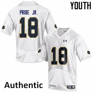 Youth Notre Dame Fighting Irish #18 Troy Pride Jr. White Authentic Official Jersey 184725-844