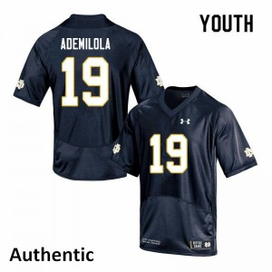 Youth Irish #19 Justin Ademilola Navy Authentic Embroidery Jersey 389389-921