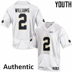 Youth Notre Dame #2 Dexter Williams White Authentic Embroidery Jersey 714346-869