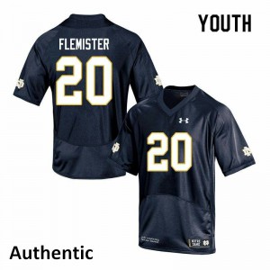 Youth Notre Dame #20 C'Bo Flemister Navy Authentic Embroidery Jersey 228704-195