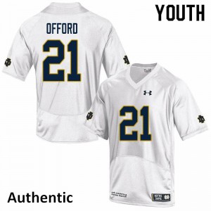 Youth Fighting Irish #21 Caleb Offord White Authentic Official Jersey 691237-959