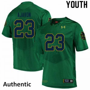 Youth University of Notre Dame #23 Litchfield Ajavon Green Authentic Stitch Jersey 452969-719