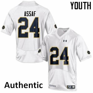 Youth University of Notre Dame #24 Mick Assaf White Authentic College Jersey 698595-975