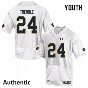 Youth Notre Dame #24 Tommy Tremble White Authentic Stitched Jerseys 420159-933