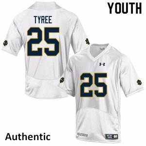 Youth Notre Dame #25 Chris Tyree White Authentic NCAA Jersey 950768-646