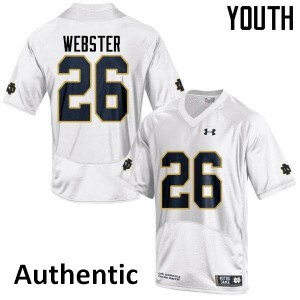 Youth Fighting Irish #26 Austin Webster White Authentic Football Jerseys 539850-813