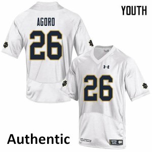 Youth University of Notre Dame #26 Temitope Agoro White Authentic Football Jersey 347780-592
