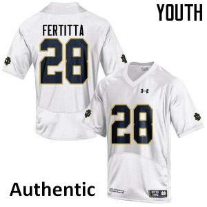 Youth University of Notre Dame #28 Nicco Fertitta White Authentic NCAA Jerseys 956358-731