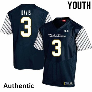 Youth University of Notre Dame #3 Avery Davis Navy Blue Alternate Authentic Official Jersey 209959-985