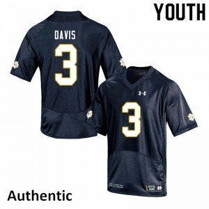Youth Notre Dame #3 Avery Davis Navy Authentic High School Jerseys 141366-636