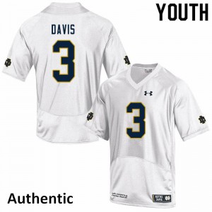 Youth University of Notre Dame #3 Avery Davis White Authentic Stitch Jersey 168110-188