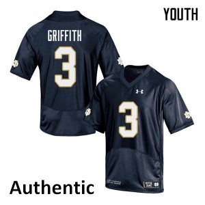 Youth UND #3 Houston Griffith Navy Authentic Football Jerseys 221621-116