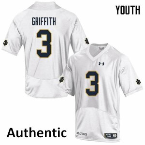 Youth Fighting Irish #3 Houston Griffith White Authentic Official Jerseys 327257-119