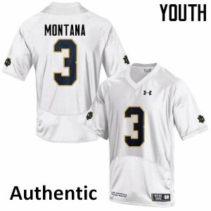 Youth Fighting Irish #3 Joe Montana White Authentic Stitch Jersey 420847-458