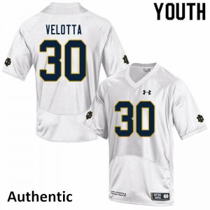 Youth Notre Dame Fighting Irish #30 Chris Velotta White Authentic Stitch Jerseys 651468-701