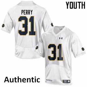 Youth University of Notre Dame #31 Spencer Perry White Authentic University Jersey 174949-792