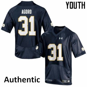Youth University of Notre Dame #31 Temitope Agoro Navy Authentic Alumni Jerseys 868274-389