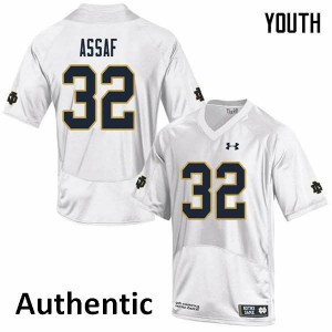 Youth University of Notre Dame #32 Mick Assaf White Authentic High School Jersey 118881-288