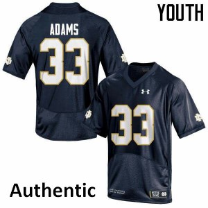 Youth Notre Dame Fighting Irish #33 Josh Adams Navy Blue Authentic Stitched Jersey 860221-449