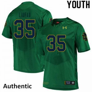 Youth Notre Dame Fighting Irish #35 Marist Liufau Green Authentic Stitch Jerseys 700687-749