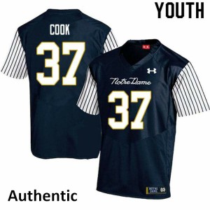 Youth Notre Dame Fighting Irish #37 Henry Cook Navy Blue Alternate Authentic Embroidery Jersey 509102-188