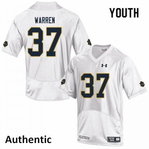 Youth Notre Dame #37 James Warren White Authentic Football Jerseys 334460-559