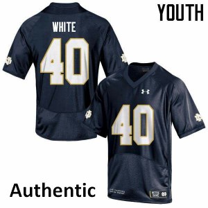 Youth University of Notre Dame #40 Drew White Navy Authentic Embroidery Jersey 554224-825